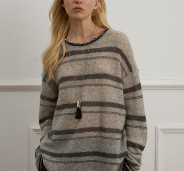 Modern Striped Wool-Blend Crewneck Sweater