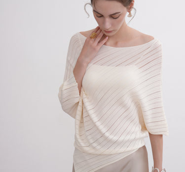 Elegant Off-the-Shoulder Ice Silk Knit Top