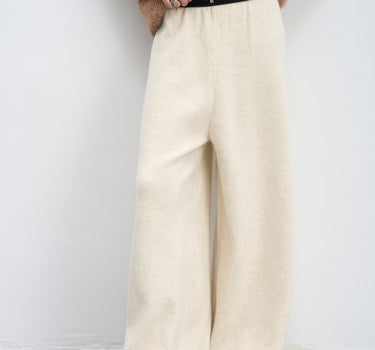 Raccoon Fleece Wide-Leg Drape Pants