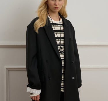 Contrast Collar Oversized Blazer for Modern Women