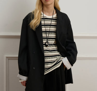 Contrast Collar Oversized Blazer for Modern Women