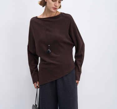 Asymmetric Color-Block Striped Long Sleeve Top