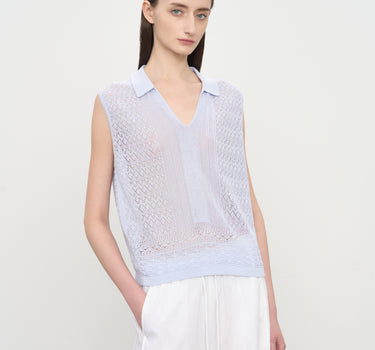 Breathable Sleeveless Crochet Knit Linen Top