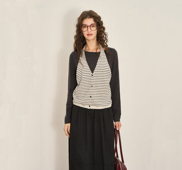 Retro Striped Halter Neck Wool Blend Sweater