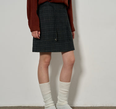 Vintage Plaid High-Waisted Wool Skirt