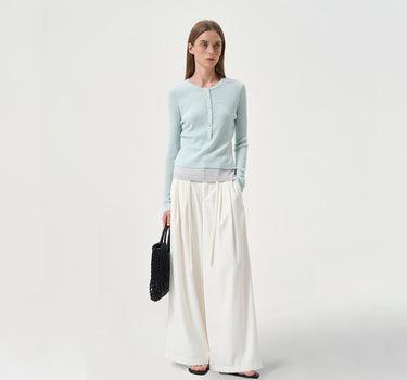 High-Waisted Wide-Leg Drapey Drawstring Pants