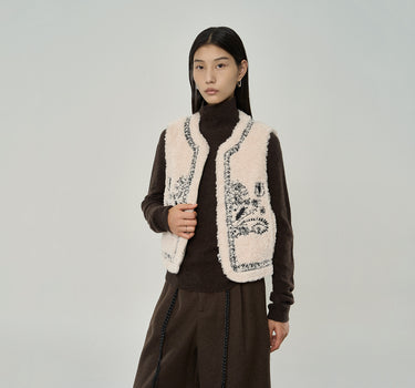 Retro Bouclé Cashmere-Feel Vest