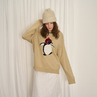 Playful Penguin Wool-Blend Sweater