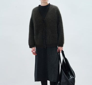 Lazy-Chic Wool Blend Button-Up Cardigan