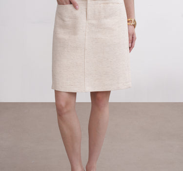 Mid-Waist Cotton Linen Midi Skirt