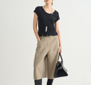 Structured Slimming Cropped Pants with Pockets