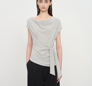 Off-Shoulder Striped Short-Sleeve Blouse