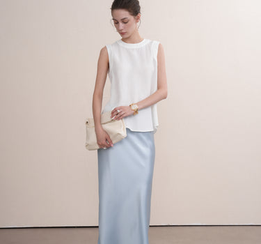 French-Style Cross-Back A-Line Sleeveless Shirt