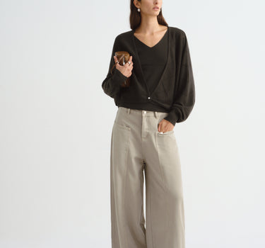 Diamond Openwork V-Neck Sweater Set for Women