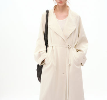 Vintage Brown Long Trench Coat with Waist Tie