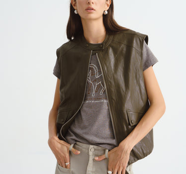 Retro PU Leather Biker Vest for Women