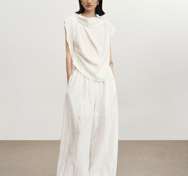 Drapey Collared Sleeveless T-Shirt