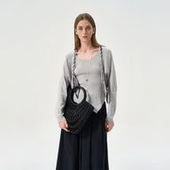 Ribbon Scarf Long-Sleeve Cardigan for Layered Style