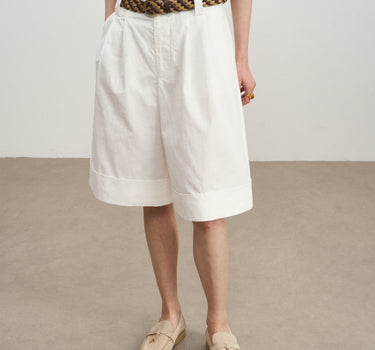 Cuffed Minimalist Loose-Fit Cropped Pants