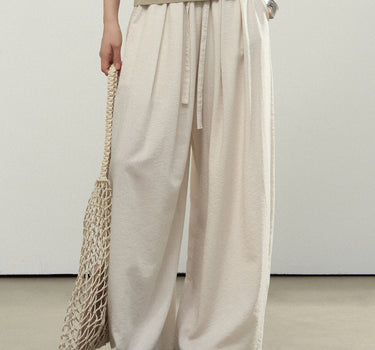 Pleated Balloon Pants with Waistband