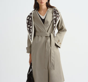 Women’s Geometric Patchwork Trench Coat
