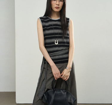 Ribbon-Striped Sleeveless Sweater