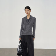 Silk Scarf Neckline Base Layer Top