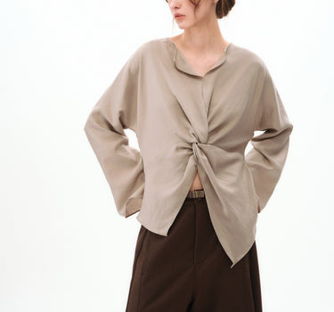 Twisted Knot Cotton Lyocell Blouse