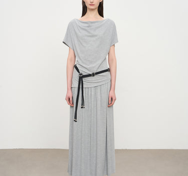 Sophisticated Draped One-Shoulder Top and Skirt Set