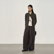 Drawstring Elastic Waist Wide-Leg Pants