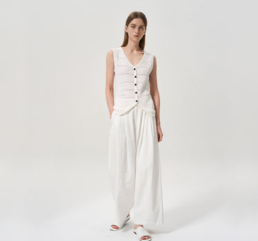 Relaxed Fit Lace-Up Knit Top with Cinched Waist