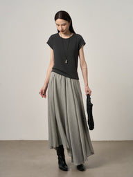Crew-Neck Ribbed Short Sleeve T-Shirt