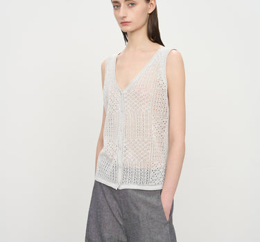 Lightweight Layering Lace-Up Open-Front Tank Top