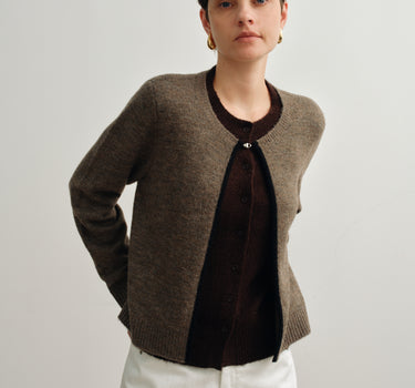 Color-Blocked Layered Knit Cardigan