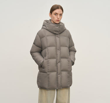 Windproof High-Neck Hooded Down Coat