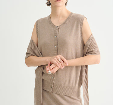 Women's Linen Blend Knit Vest and Skirt Set