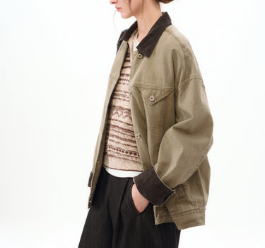 Corduroy Collar Washed Cotton Jacket