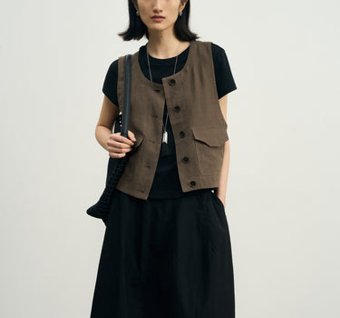 Round-Neck Hemp Vest for Women
