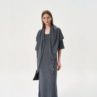 U-Neck Oversized Dress with Shawl Two-Piece Set