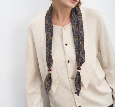 Silk-Trimmed Button-Down Cardigan Sweater