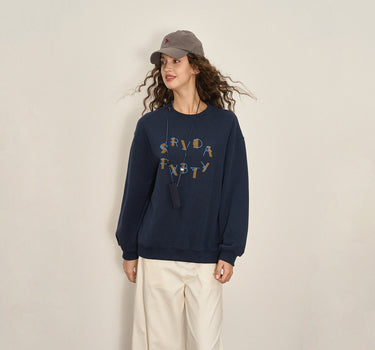 Fall Winter Retro Letter Pullover Sweatshirt