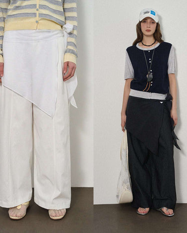 Asymmetric Skirt Curtain with Side-Tie Detail