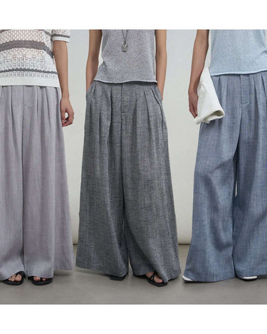 Loose-Fit Wide-Leg Linen Blend Pants