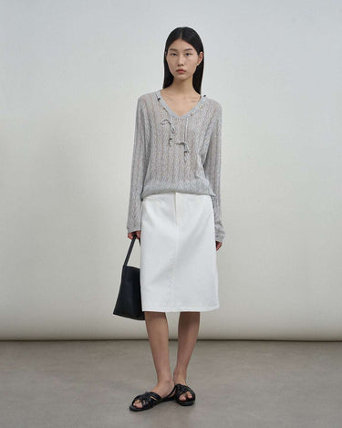 Lightweight Beaded Cable-Knit Sweater