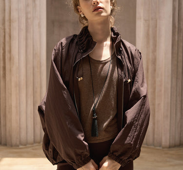 Modern Short Trench Coat with Drawstring