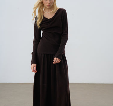 Slim-Fit Off-Shoulder Knit Skirt Set