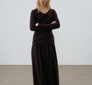 Slim-Fit Off-Shoulder Knit Skirt Set