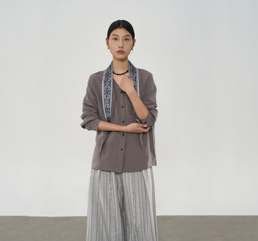 Silk Scarf Shirt Set with Elegant Removable Scarf