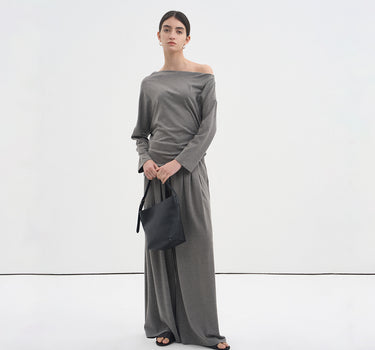 Off-Shoulder One-Shoulder Knit Set