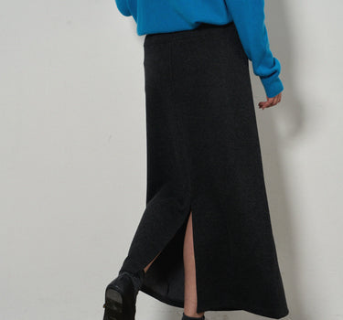 Elegant Knit Straight-Line Split Maxi Skirt